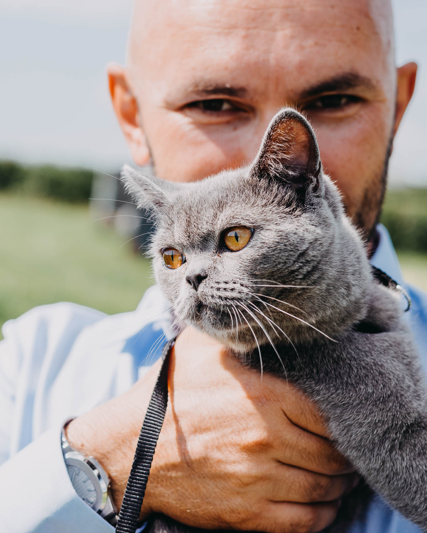 The groom with his cat