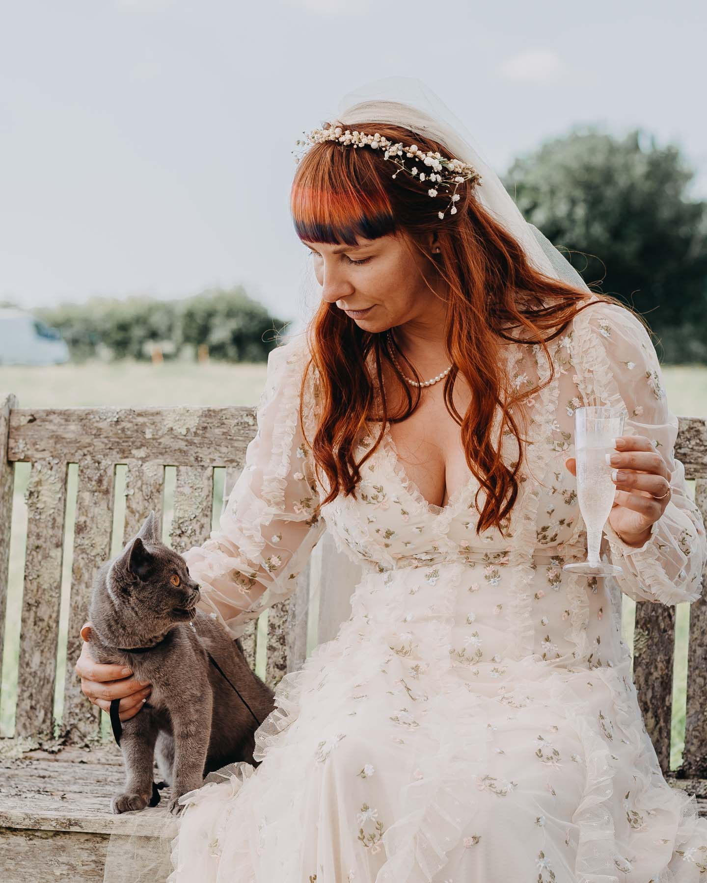 The bride with her cat
