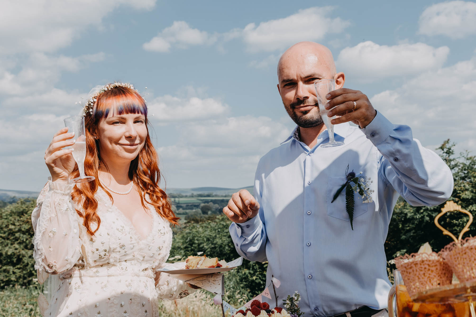The bride and groom make a toast after the handfasting ceremony