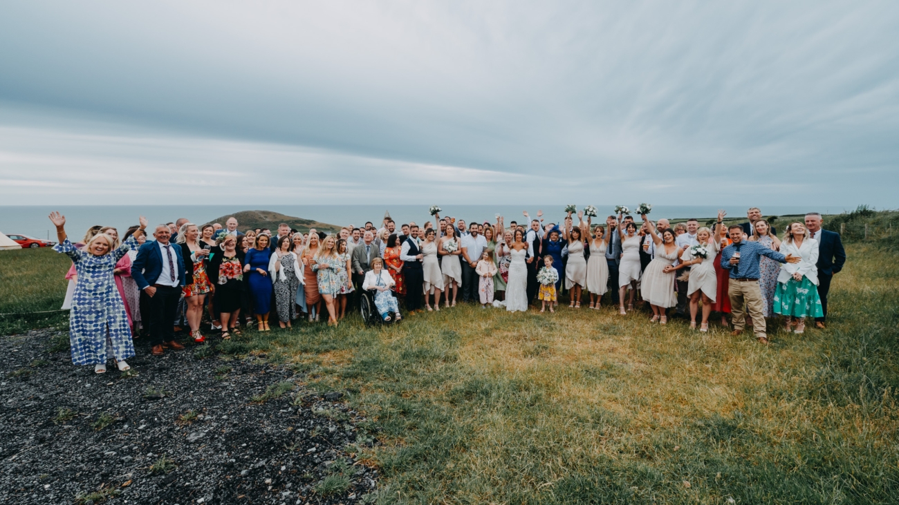 The Shed at Mwnt - wedding group photo