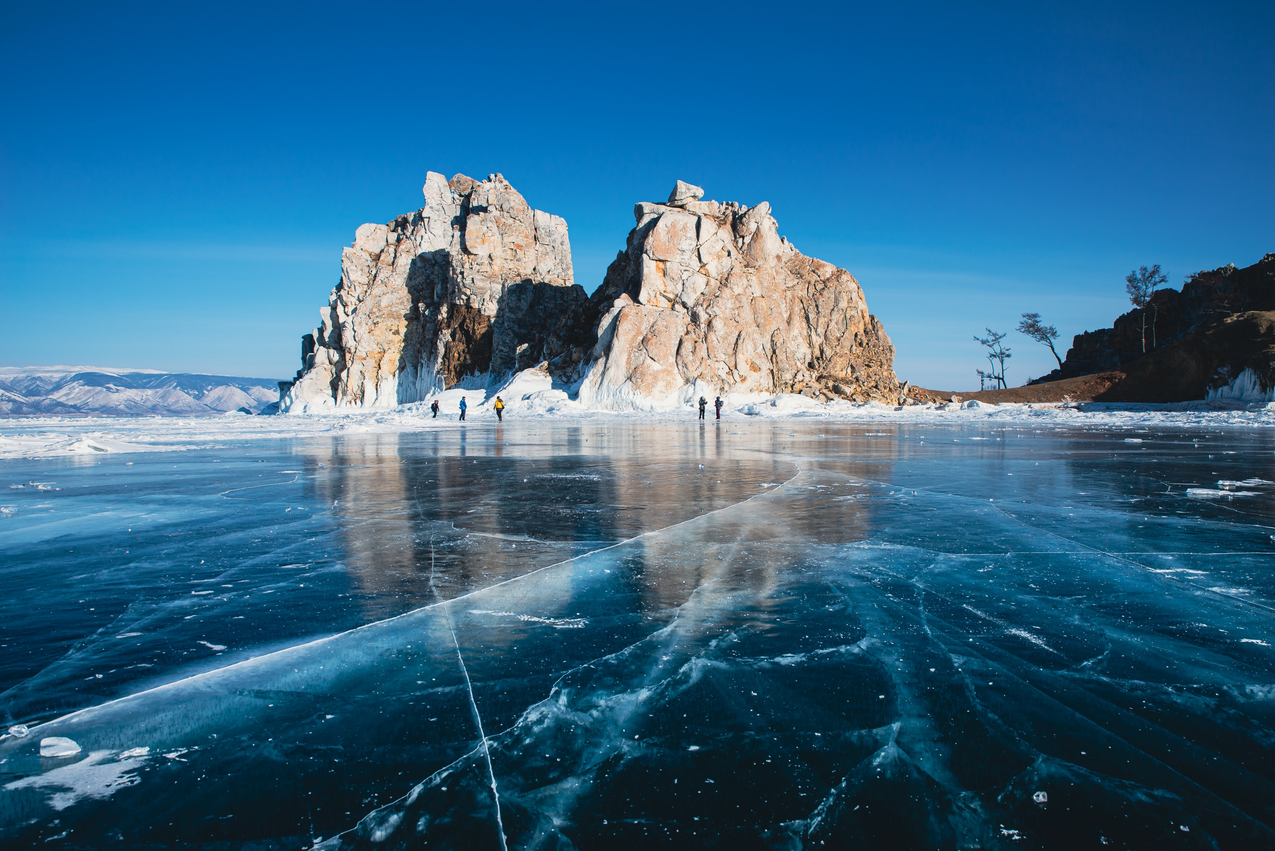 Frozen Lake Baikal and Cape Burkhan.