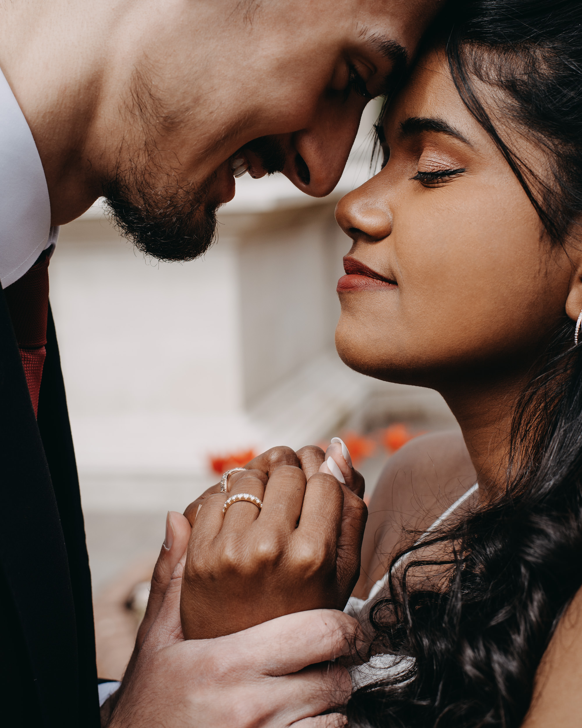Wedding photographer Cardiff captures intimate close-up of engaged couple holding hands
