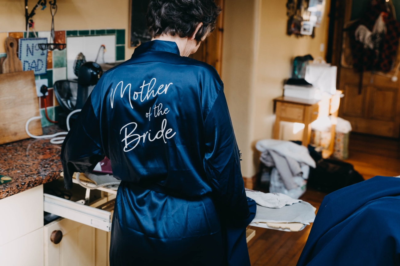 Mother of the bride preparing for her daughter’s wedding in Myddfai, Wales