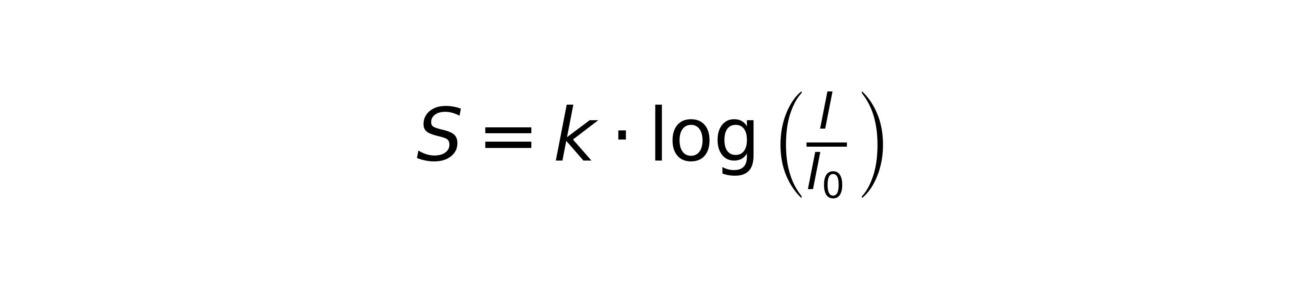 Weber–Fechner law formula showing how brightness is perceived by the human eye