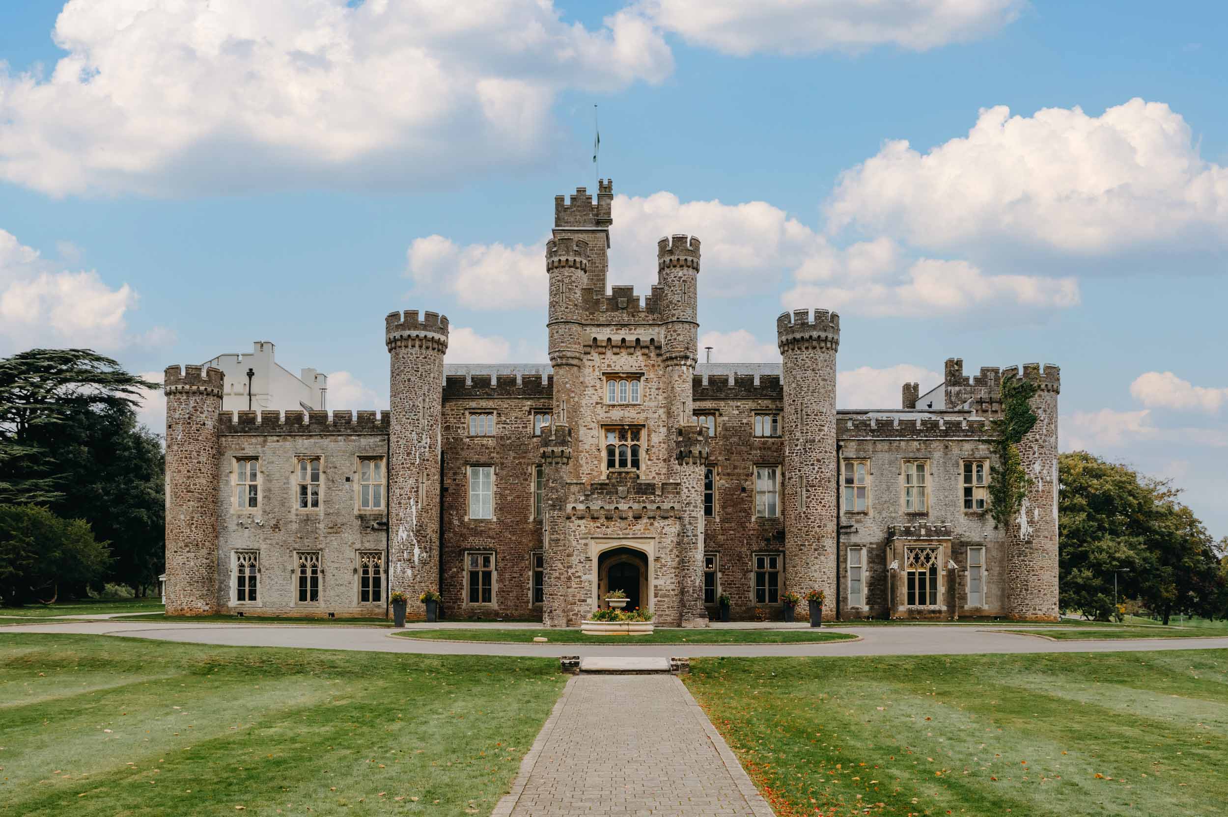 Hensol Castle exterior as a backdrop for documentary wedding photography
