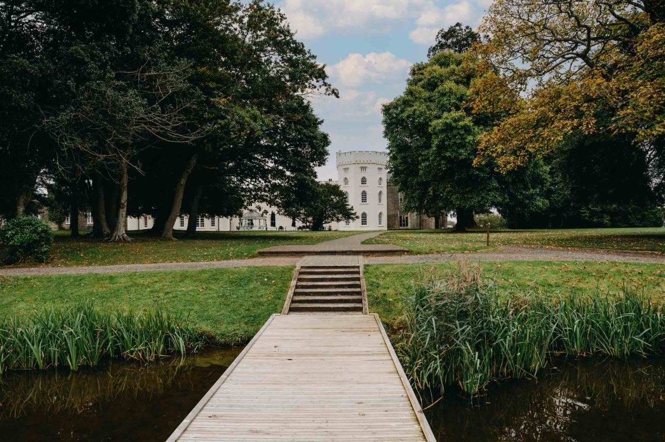 Natural transition space at Hensol Castle used in candid wedding photography