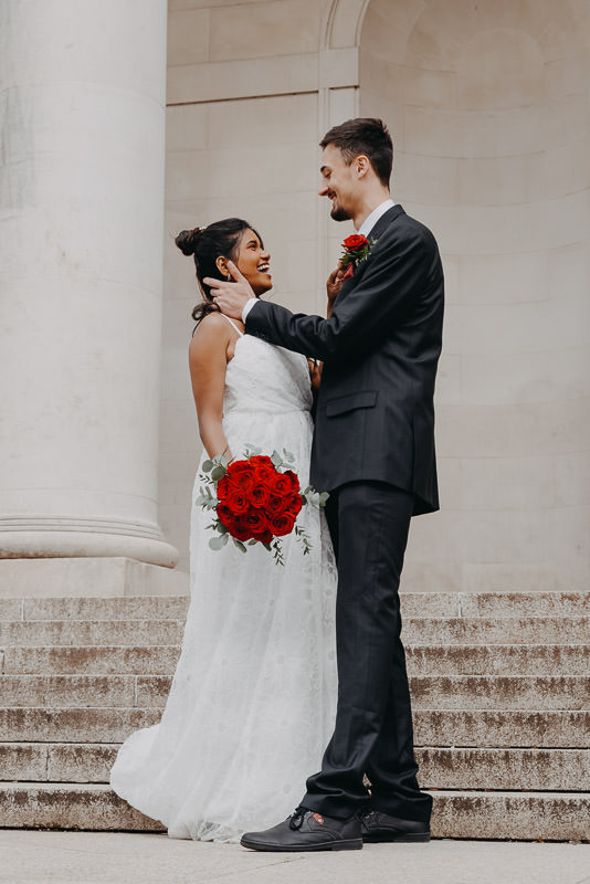 Wedding couple at Cardiff City Hall in Cardiff