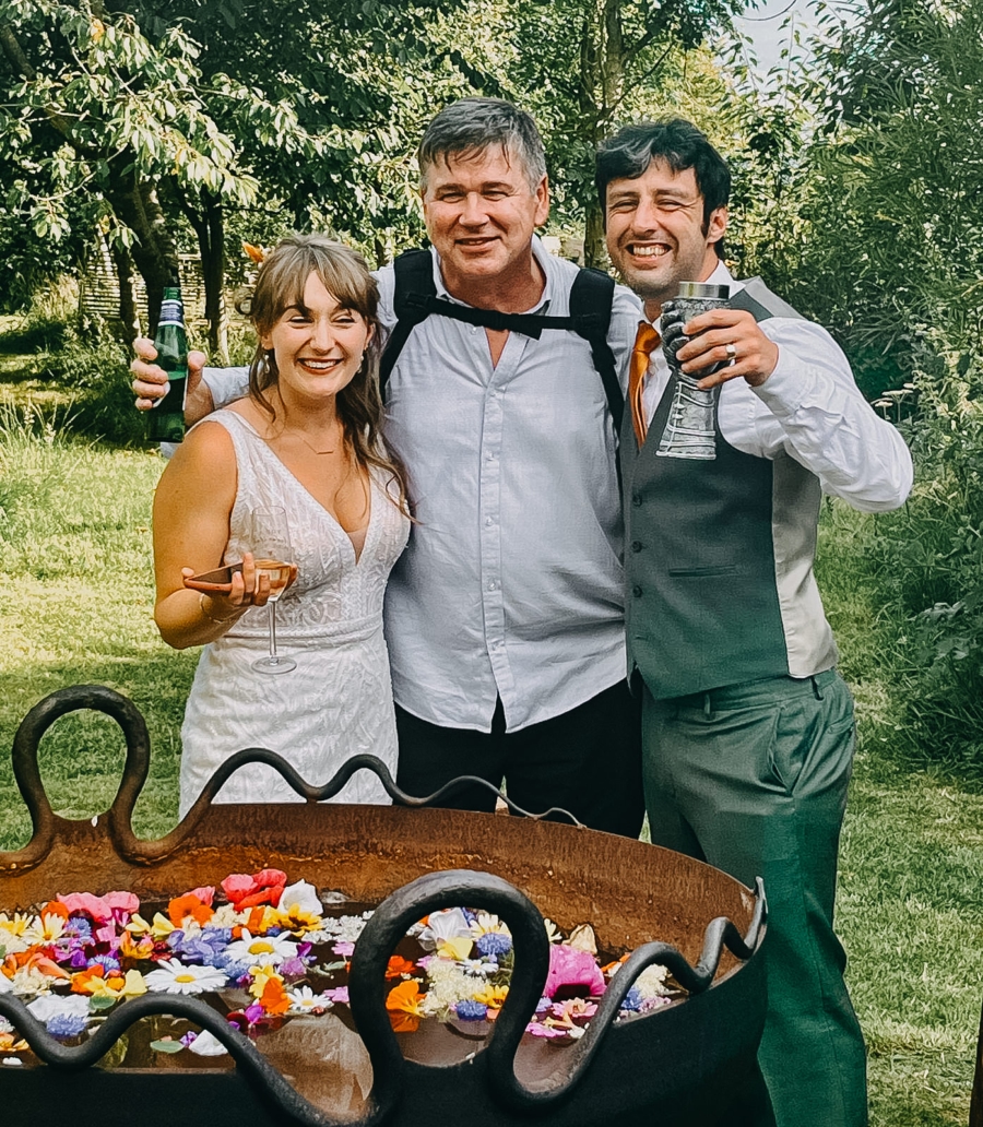 Cardiff wedding photographer with wedding couple