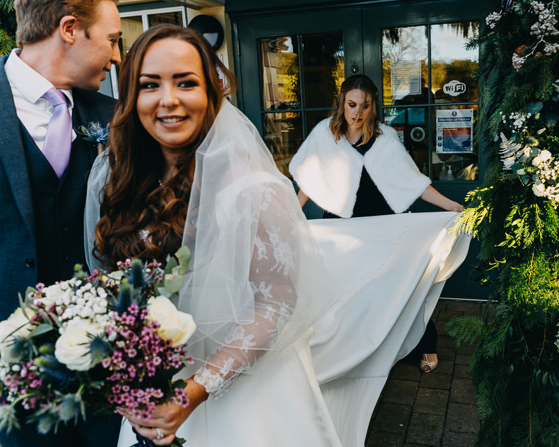 real wedding moment during ceremony exit in South Wales
