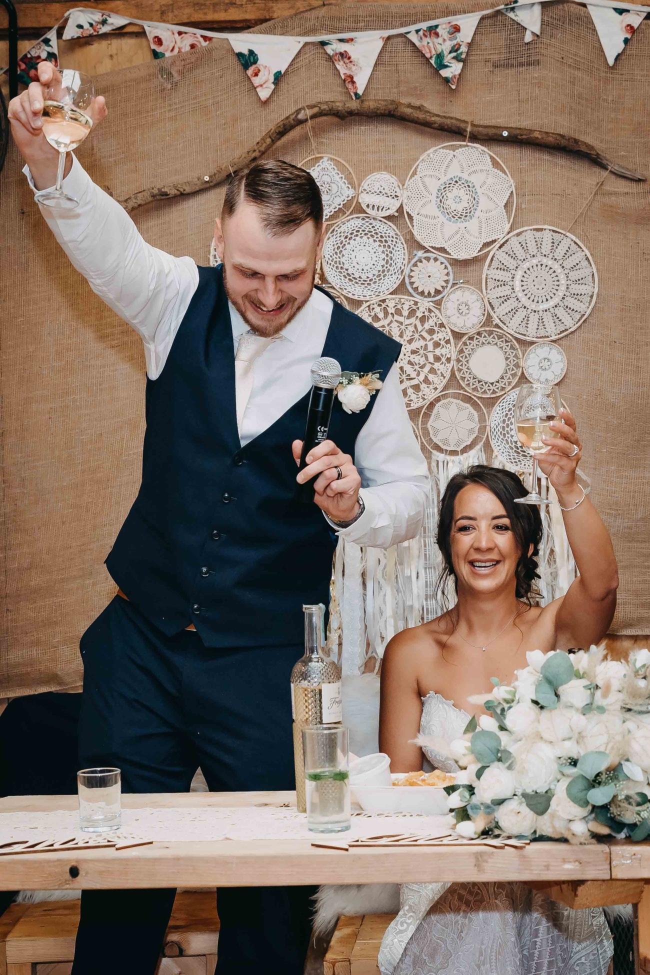 wedding speeches moment in South Wales documented by a documentary wedding photographer
