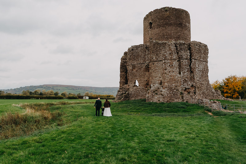 wedding venue in South Wales castle ruins in countryside landscape