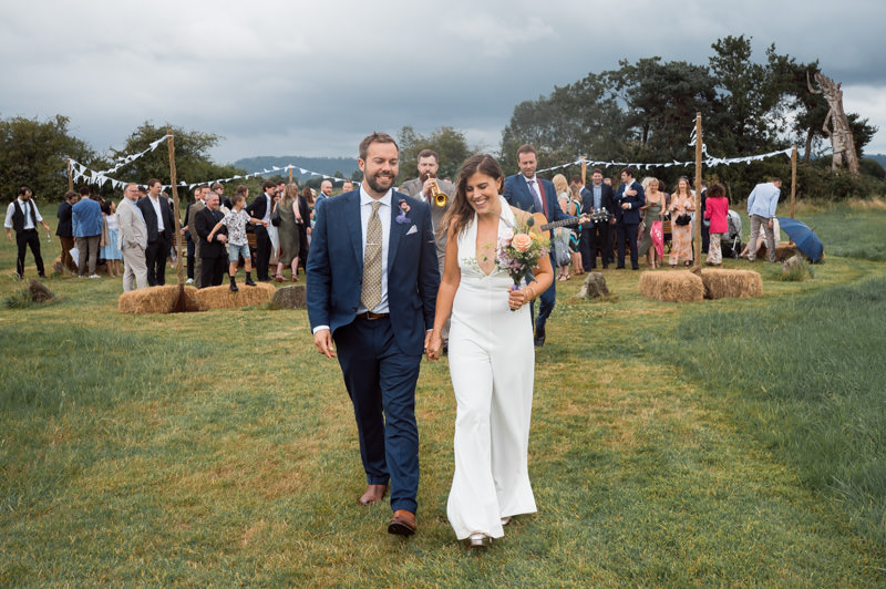 Festival wedding in Glastonbury with a documentary and free-spirited atmosphere